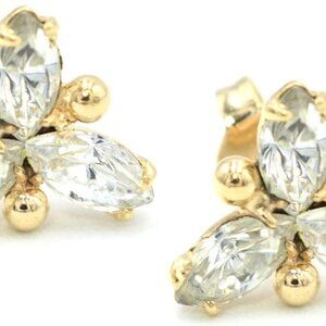 10mm Gold Filled Cubic Zirconia Petal Flower Stud Earrings for Women